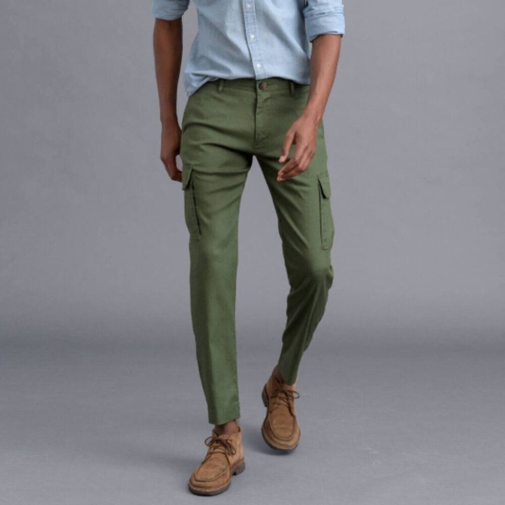 Proper Cloth Di Sondrio Fern Stretch Linen Blend Cargo Green in Size Unknown